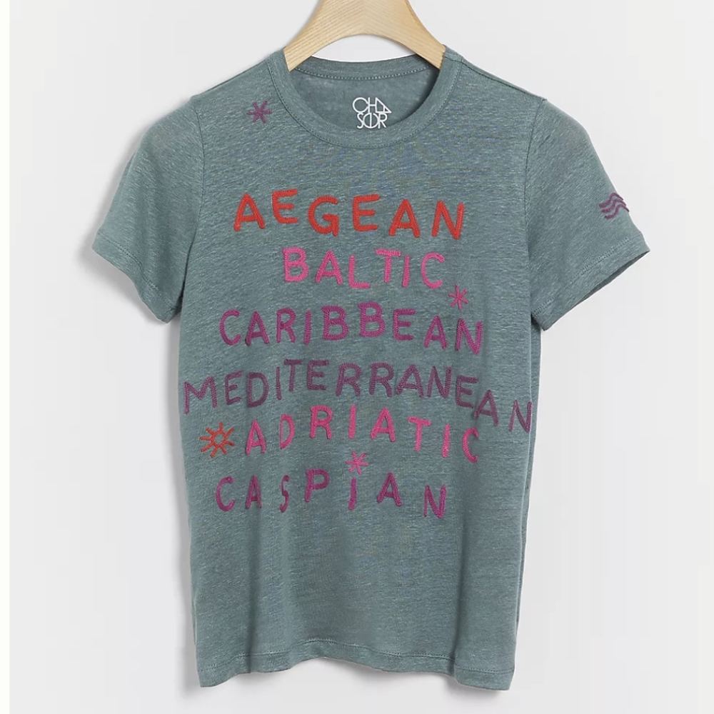 Anthropologie Chaser Seas Embroidered Tee
